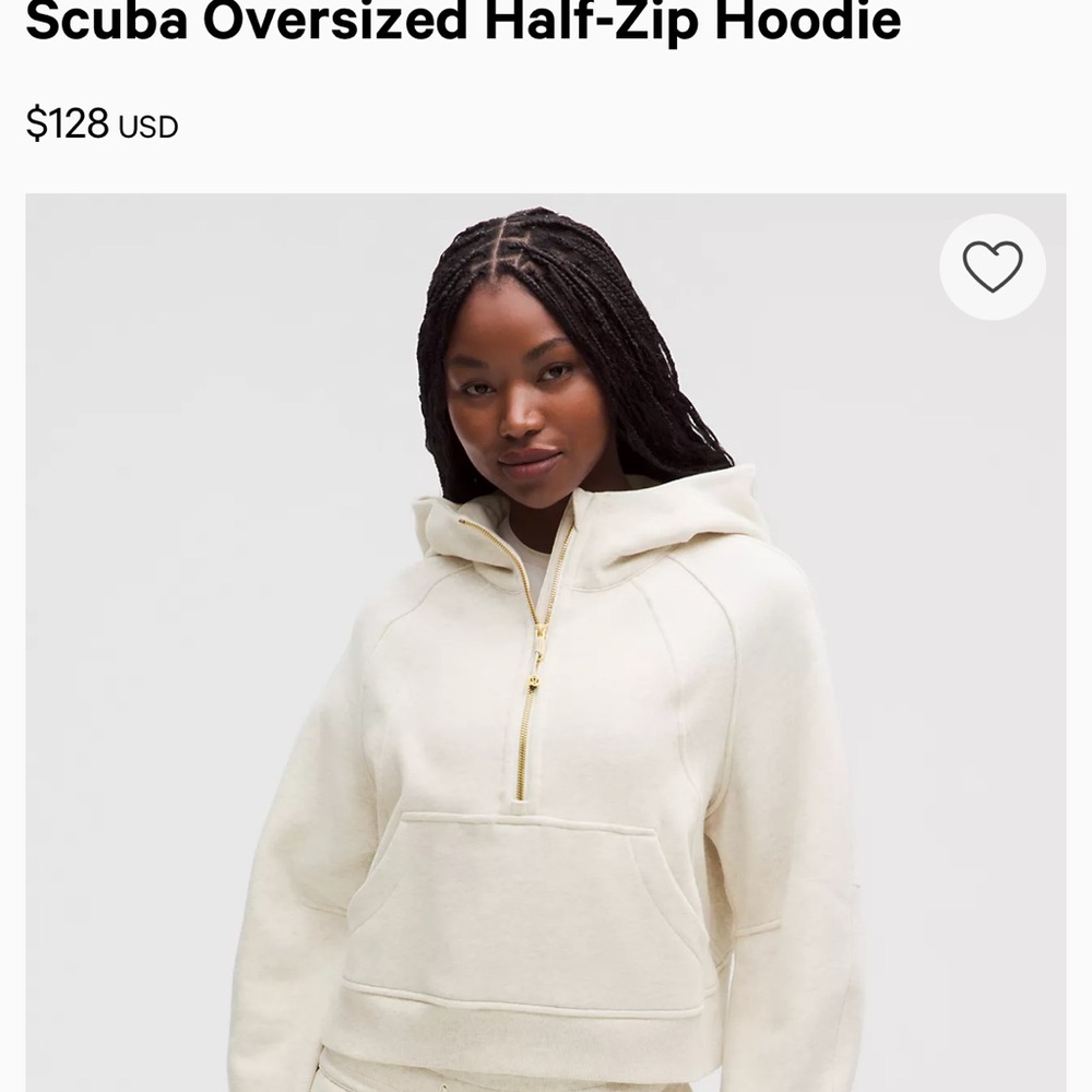lululemon athletica Cream Scuba Oversized Half-Zip Hoodie